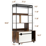 Cat Litter Box Enclosure with Shelves & Scratching Posts — Wooden Cat Tree in White + Vintage