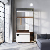 Cat Litter Box Enclosure with Shelves & Scratching Posts — Wooden Cat Tree in White + Vintage