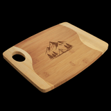 Two‑Tone Bamboo Cutting Board with Handle — Custom Engravable | 11 x 9