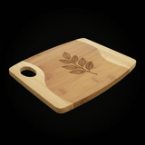 Two‑Tone Bamboo Cutting Board with Handle — Custom Engravable | 11 x 9