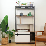 Cat Litter Box Enclosure with Shelves & Scratching Posts — Wooden Cat Tree in White + Vintage