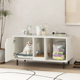 40" Cat Litter Box Enclosure for Two Cats — Hidden Cat Washroom in White