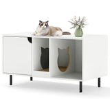 40" Cat Litter Box Enclosure for Two Cats — Hidden Cat Washroom in White