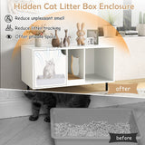 40" Cat Litter Box Enclosure for Two Cats — Hidden Cat Washroom in White