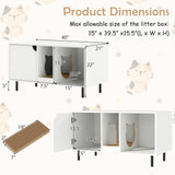 40" Cat Litter Box Enclosure for Two Cats — Hidden Cat Washroom in White