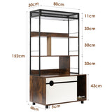 Cat Litter Box Enclosure with Shelves & Scratching Posts — Wooden Cat Tree in White + Vintage
