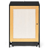 Cat Litter Box Enclosure with Sisal Door — Hidden Cat Washroom & Kitty End Table (Light Oak & Black)