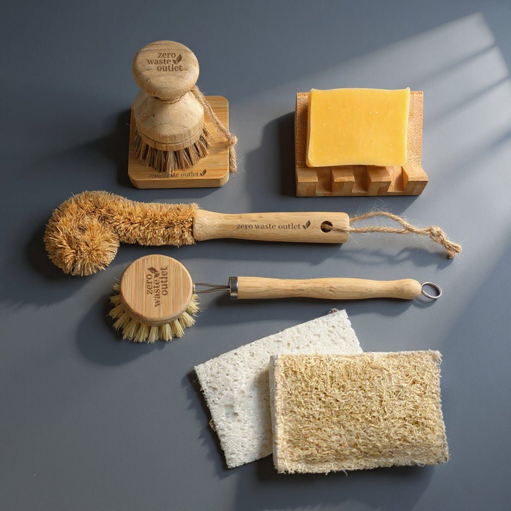 8‑Piece Bamboo Sink Kit — Complete Zero‑Waste Dishwashing Set