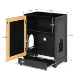 Cat Litter Box Enclosure with Sisal Door — Hidden Cat Washroom & Kitty End Table (Light Oak & Black)