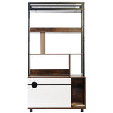 Cat Litter Box Enclosure with Shelves & Scratching Posts — Wooden Cat Tree in White + Vintage
