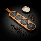 Acacia & Slate Serving Board with Handle — Handcrafted Charcuterie & Appetizer Board | 18 x 12