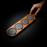 Acacia & Slate Serving Board with Handle — Handcrafted Charcuterie & Appetizer Board | 18 x 12