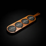 Acacia & Slate Serving Board with Handle — Handcrafted Charcuterie & Appetizer Board | 18 x 12