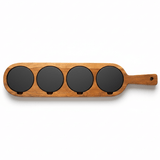Acacia & Slate Serving Board with Handle — Handcrafted Charcuterie & Appetizer Board | 18 x 12