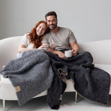 SURI Alpaca Throw — Dark Gray + Light Gray | Handwoven in the Andes