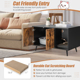 Cat Litter Box Enclosure with Double Doors — Modern Black & Wood