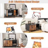 Cat Litter Box Enclosure with Double Doors — Modern Black & Wood