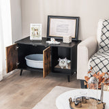 Cat Litter Box Enclosure with Double Doors — Modern Black & Wood