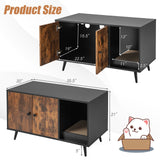 Cat Litter Box Enclosure with Double Doors — Modern Black & Wood