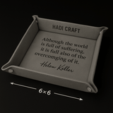 Personalized Leather Valet Tray — Folding Laser‑Engravable Catchall (6x6, Three Colors)
