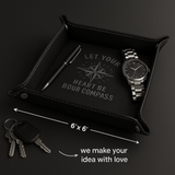 Personalized Leather Valet Tray — Folding Laser‑Engravable Catchall (6x6, Three Colors)