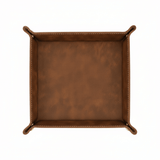 Personalized Leather Valet Tray — Folding Laser‑Engravable Catchall (6x6, Three Colors)