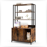 Bookshelf with a cat sitting inside on a white background