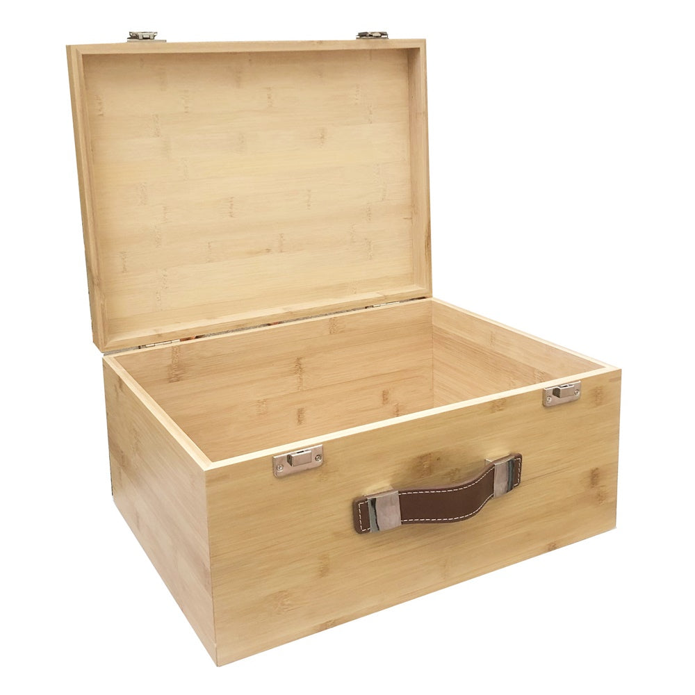 Large Bamboo Storage Box — Modern Natural Organizer | 16" x 12" x 7.5"