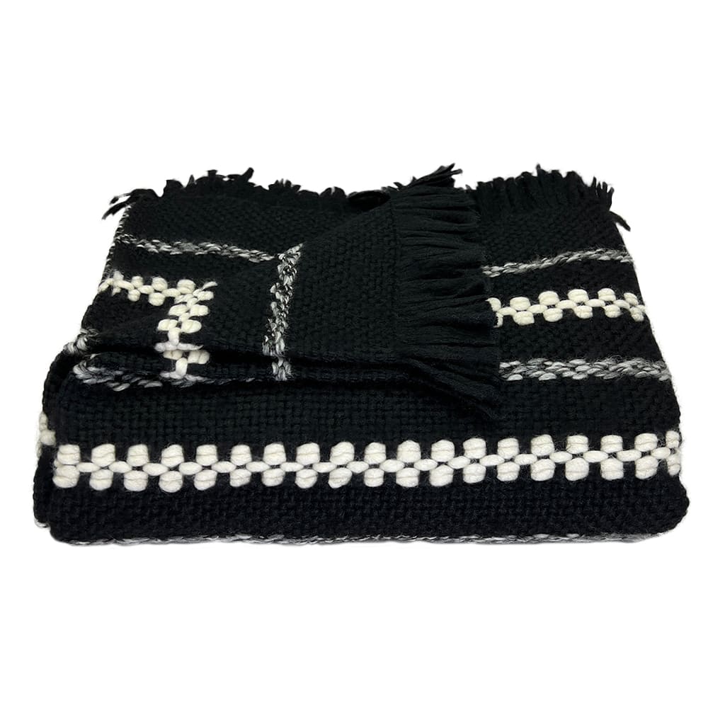 Chunky Cuzco Alpaca Throw — Black + White | Handmade in Peru