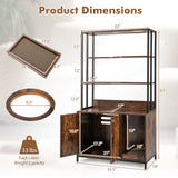 Cat Litter Box Enclosure with Storage & 3‑Tier Shelves — Rustic Brown