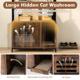 Cat Litter Box Enclosure with Storage & 3‑Tier Shelves — Rustic Brown