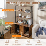 Cat Litter Box Enclosure with Storage & 3‑Tier Shelves — Rustic Brown
