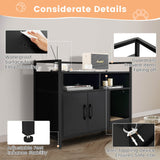 Hidden Cat Washroom with Double Doors & Scratch Cardboard — Modern Metal‑Frame Enclosure