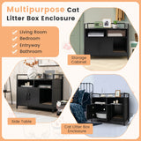 Hidden Cat Washroom with Double Doors & Scratch Cardboard — Modern Metal‑Frame Enclosure