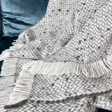 Chunky Cuzco Alpaca Throw — Gray + White | Handmade in Peru