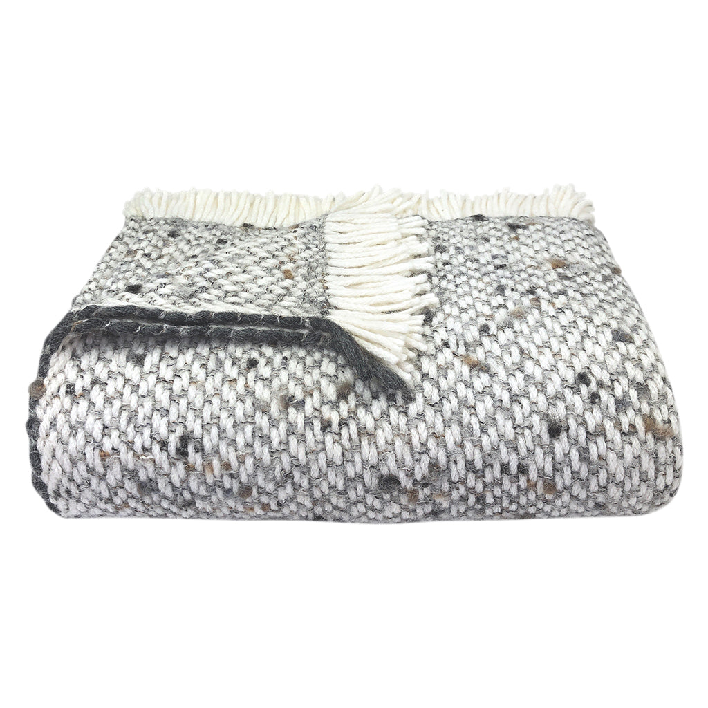 Chunky Cuzco Alpaca Throw — Gray + White | Handmade in Peru