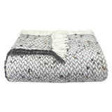 Chunky Cuzco Alpaca Throw — Gray + White | Handmade in Peru